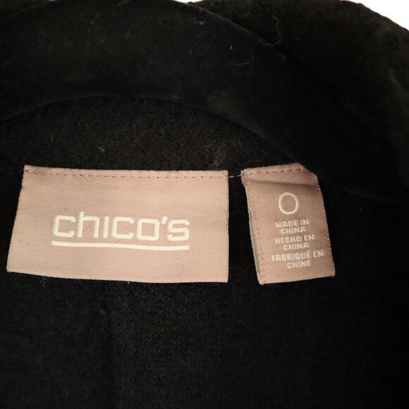 Chicos Boiled Wool Jacket Womens Size Small Black Button Front Collared Warm - Picture 5 of 10